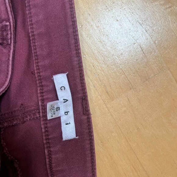 CAbi Bordeaux Mid-rise Maroon Skinny Jeans Curvy Fit, Size 6 - Picture 9 of 10